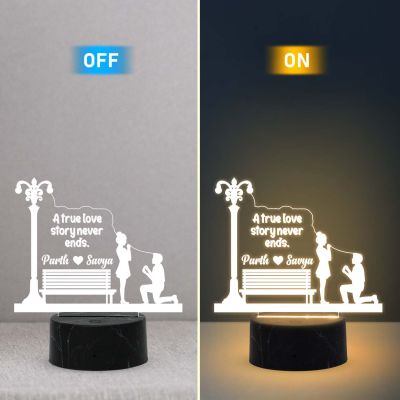 A True Love Story Never Ends Led Night Lamp with Warm White Light Gift for Wife, Girlfriend, Husband, Wife